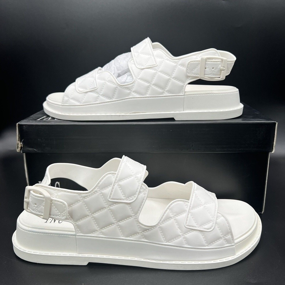 INC International Concepts Liyanap White‎ Quilted Jelly Sandals Womens 8 M